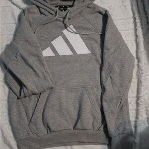 Adidas Men's Heather Gray Hoodie with White Logo